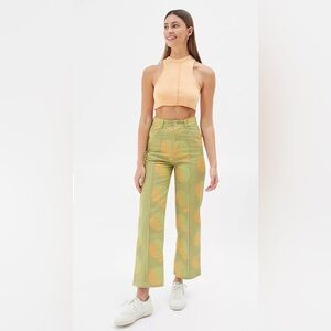 Lisa Says Gah Robyn Yin Yang Floral High Waist Straight Leg Pants Jeans. Sz 27